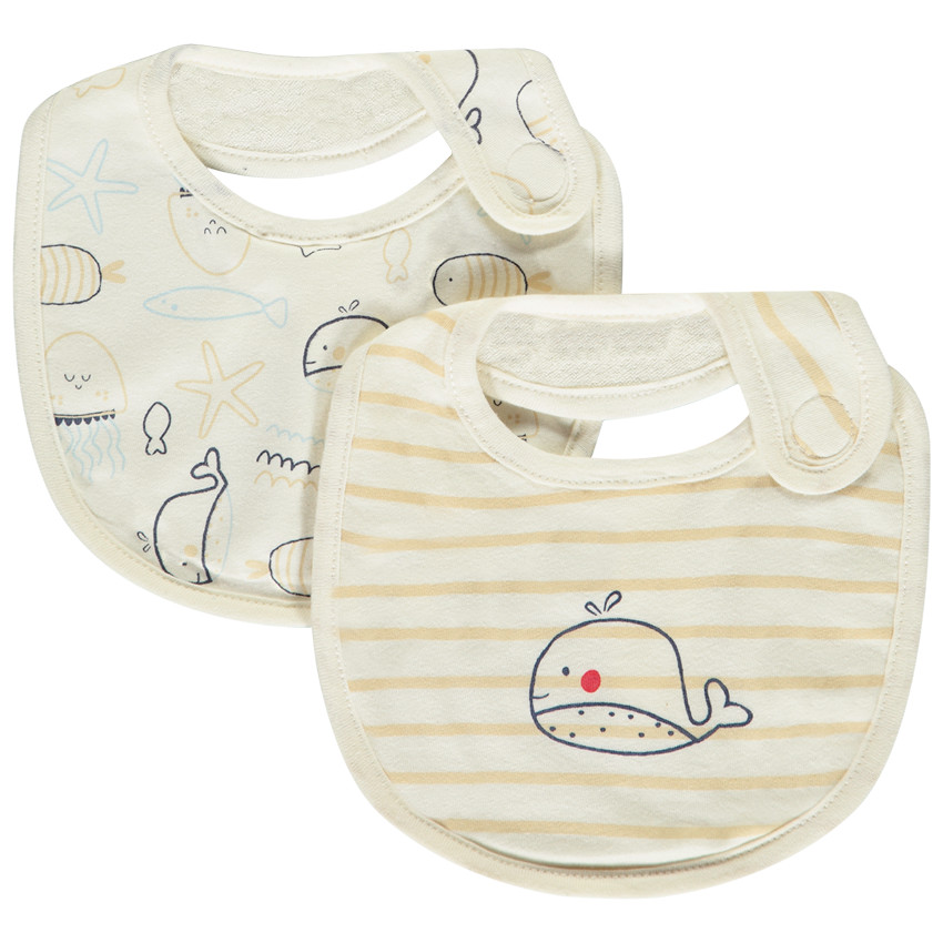 Lot de 2 bavoirs motifs baleines pour bébé 