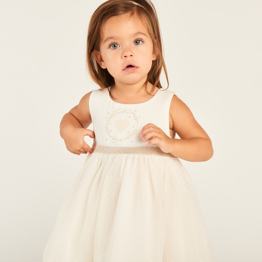 Jurk met 2-in-1 effect en hartvormige open rug voor babymeisjes 