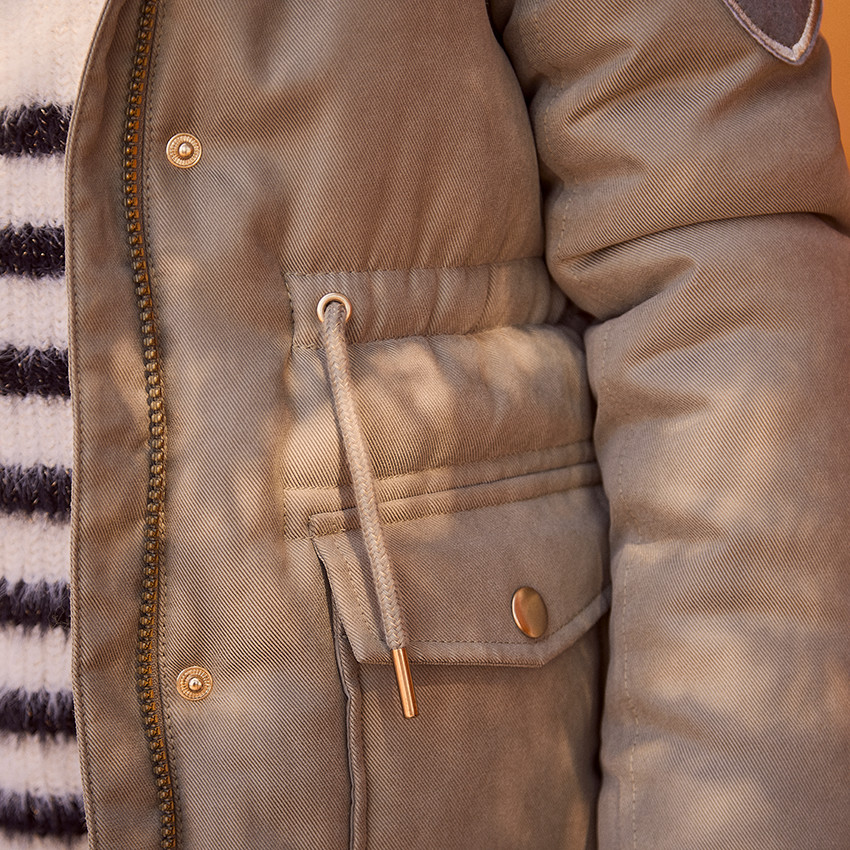 Waterafstotende parka met kap en afneembare nepbont voor meisjes 