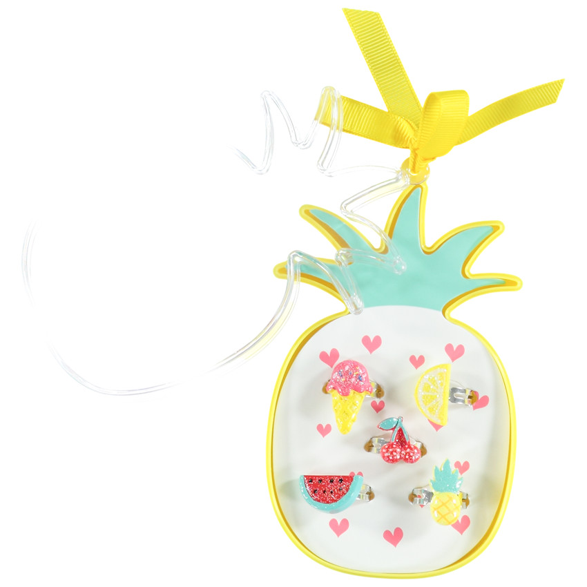 Set van 5 fantasieringen met ananasdoos voor meisjes 
