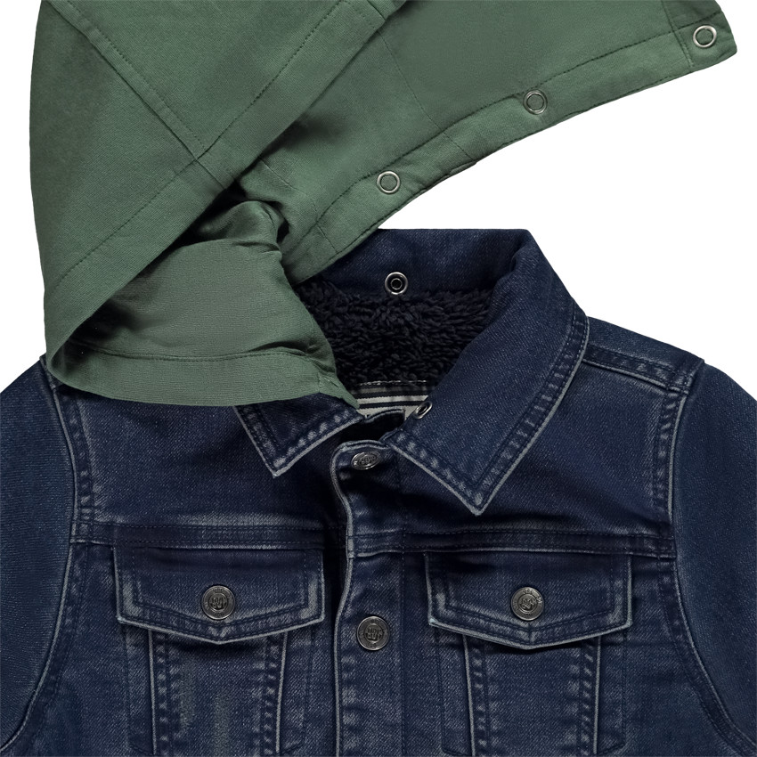 Veste en jean à capuche molleton amovible pour garçon 