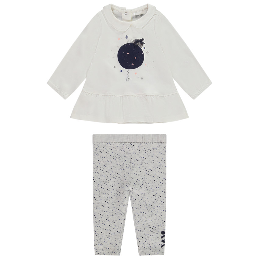 Ensemble tunique + pantalon imprimé Planet pour bébé fille 