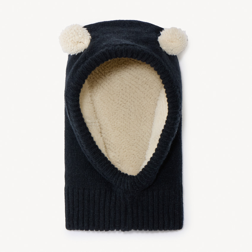 Cagoule en tricot doublé et pompons ludiques bébé garçon  