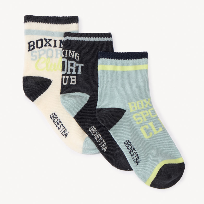 Lot de 3 paires de chaussettes motifs boxe pour garçon 