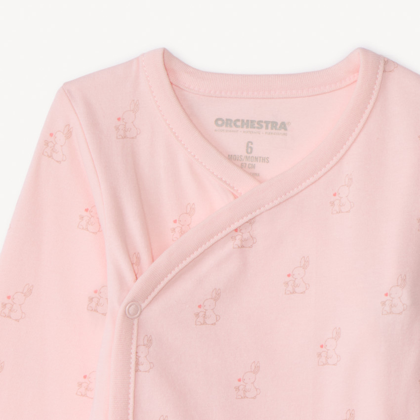 Lot de 2 bodies manches longues motifs lapins pour bébé fille 