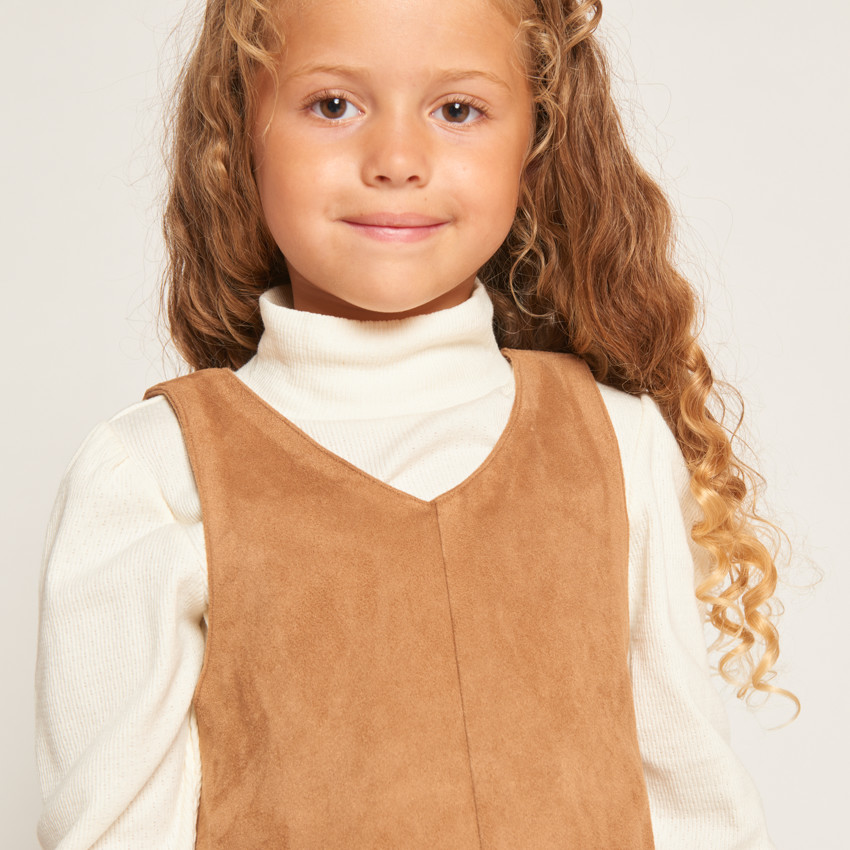 Robe sans manches doublée effet daim pour fille  
