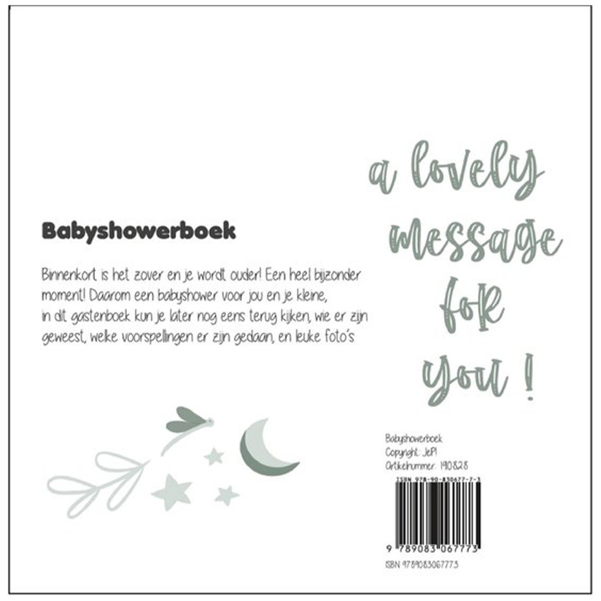 Livre Baby Shower "Texte Néerlandais" Blanc/Vert 