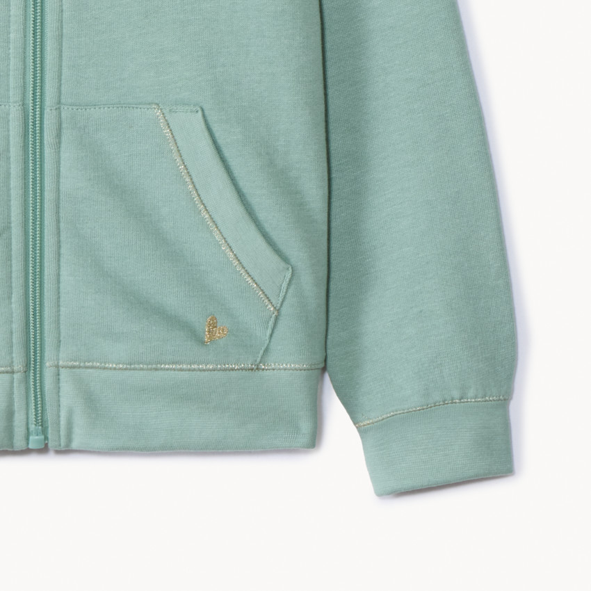 Gilet à capuche en molleton brodé cœur pour fille 