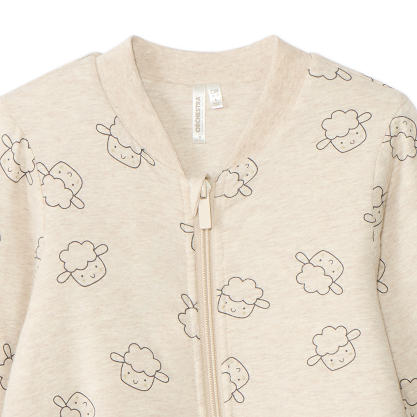 Gewatteerd jersey pyjama met schaapjesprint voor baby 