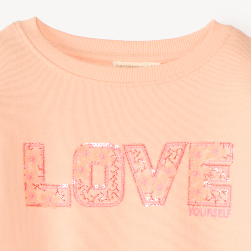 Sweat in fleece met Love print en pailletten voor meisjes 