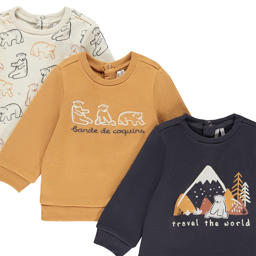 Lot de 3 sweats molleton fantaisie pour bébé garçon 