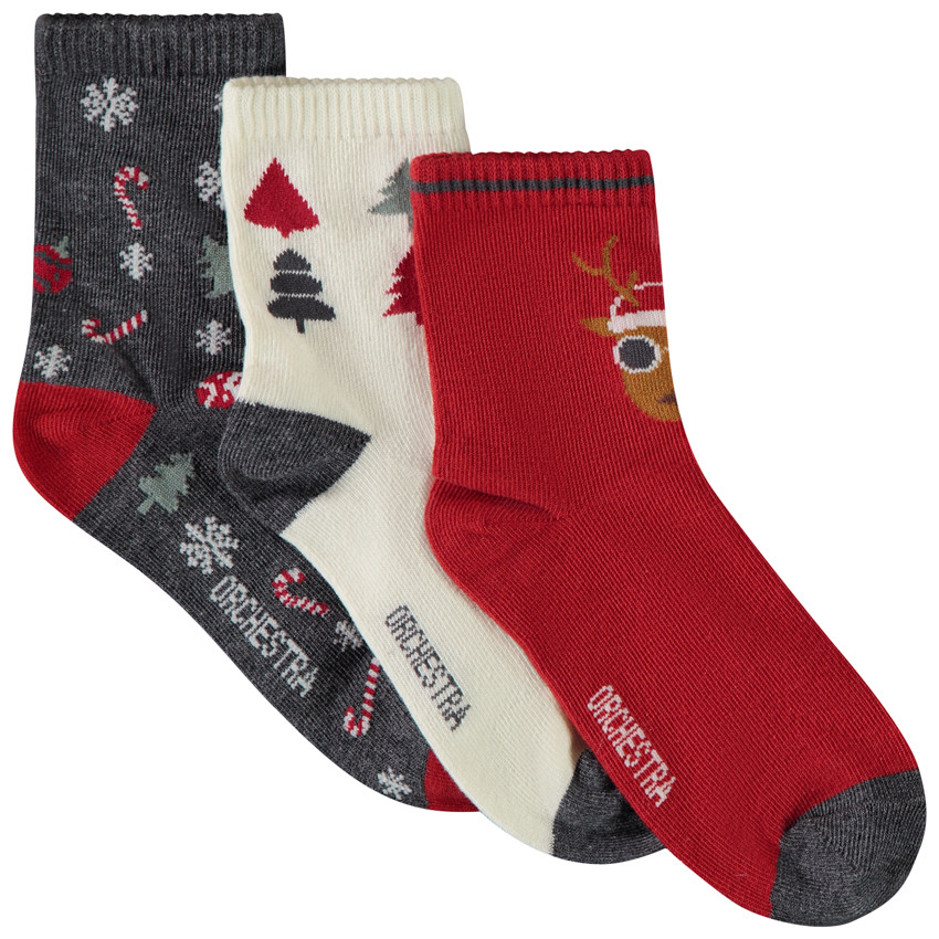 Lot de 3 paires de chaussettes normales de Noël pour garçon 