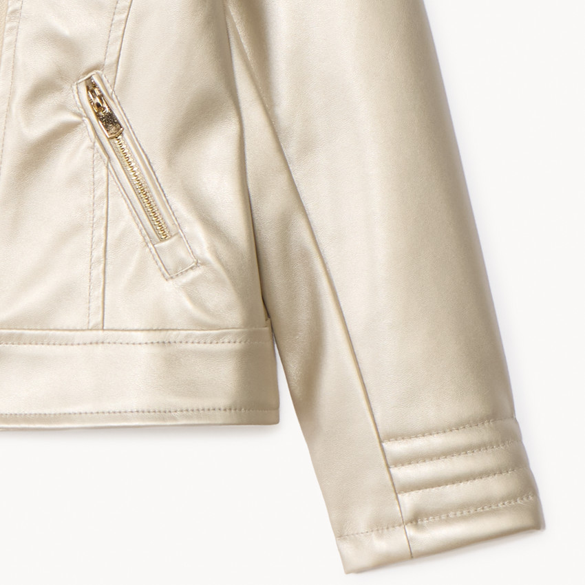 Perfecto esprit biker en simili cuir effet métallisé pour fille 