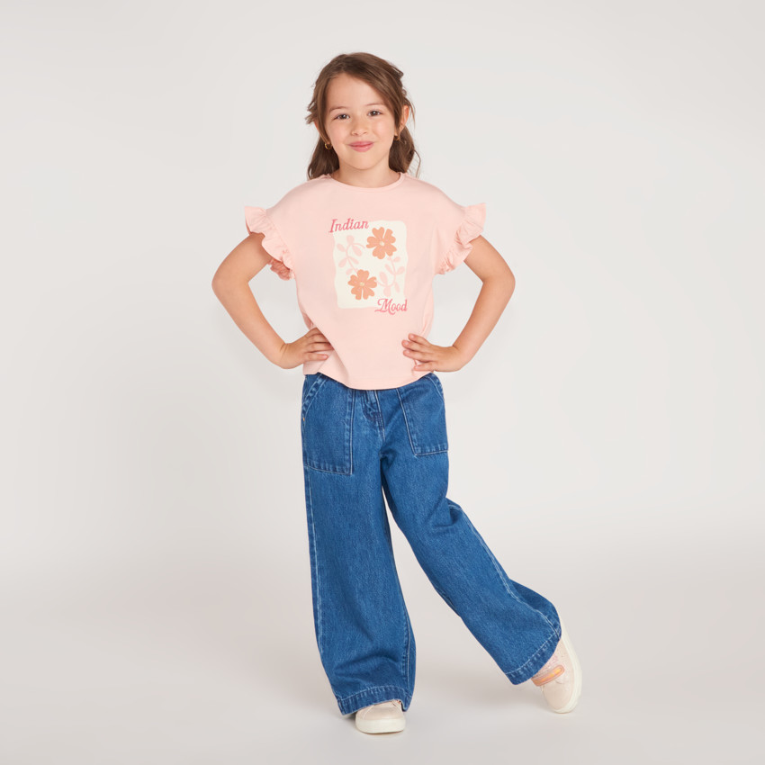 Lage denim jeans met opgestikte zakken meisjes 