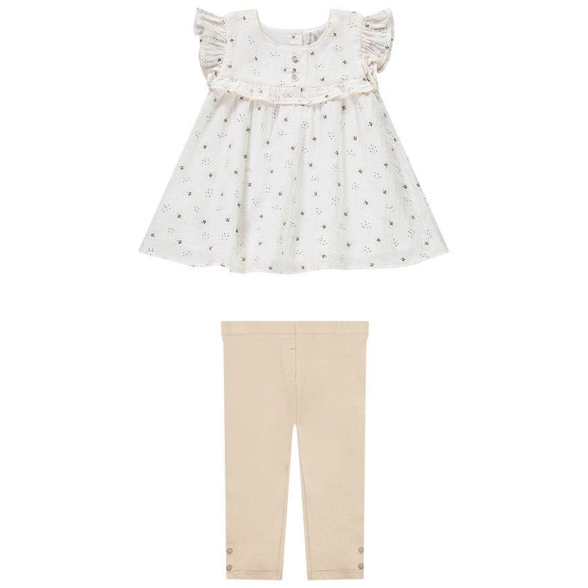 Ensemble court 2 pièces avec tunique imprimée pour bébé fille 