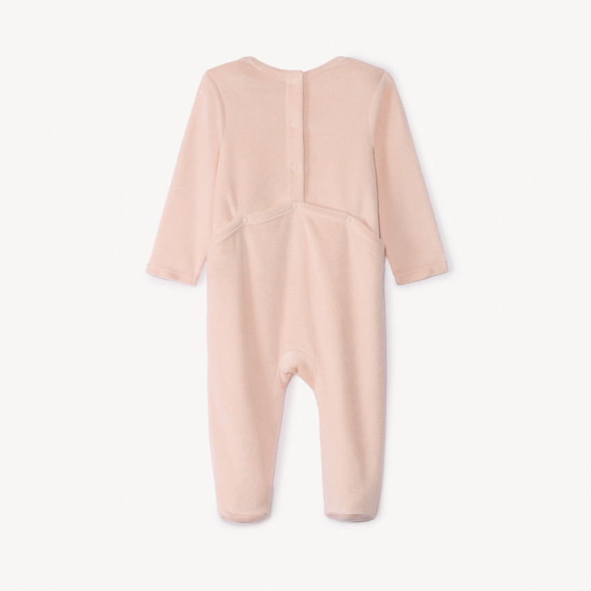 Dors-bien uni en velours à motif fantaisie pour bébé fille 