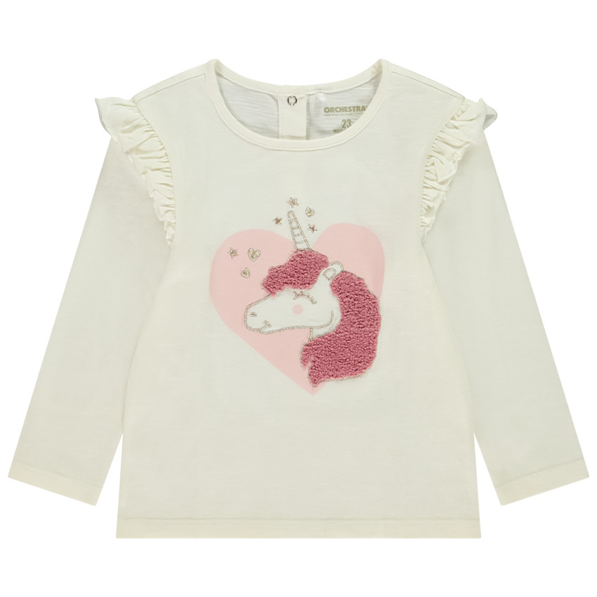 T-shirt manches longues volantées et fantaisie pour bébé fille  