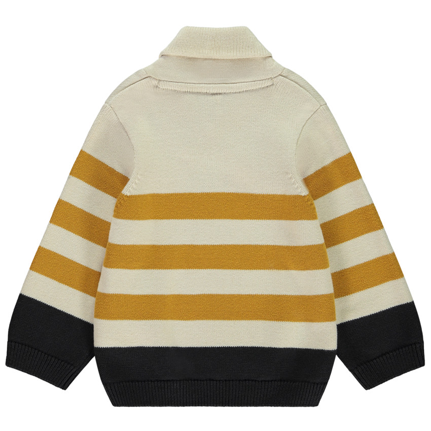 Trui met lange mouwen in gebreid gestreept design en kruiscol voor jongens 