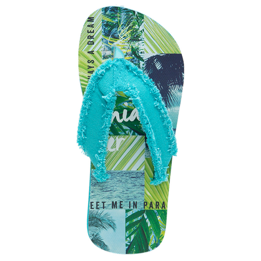 Tongs avec bride en toile et imprimé tropical pour garçon 