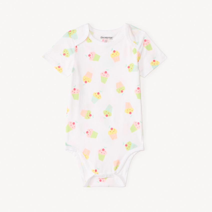 Set van 7 korte mouwen bodys met snoepmotieven voor meisjesbaby's (met verschillende openingen afhankelijk van de leeftijd) 