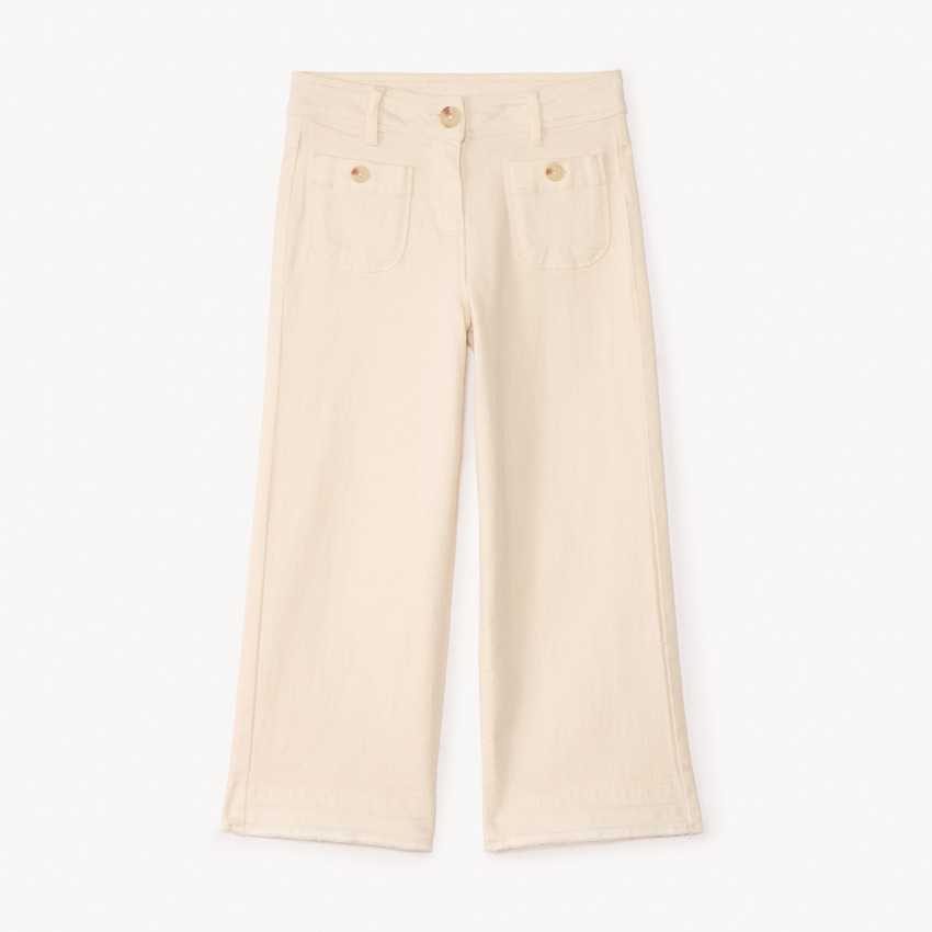 Jean large uni à boutons imitation corne pour fille 