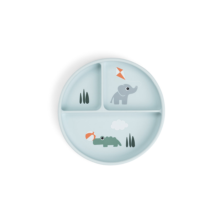 Assiette Stick&Stay assiette compartimentée Playground Bleu 