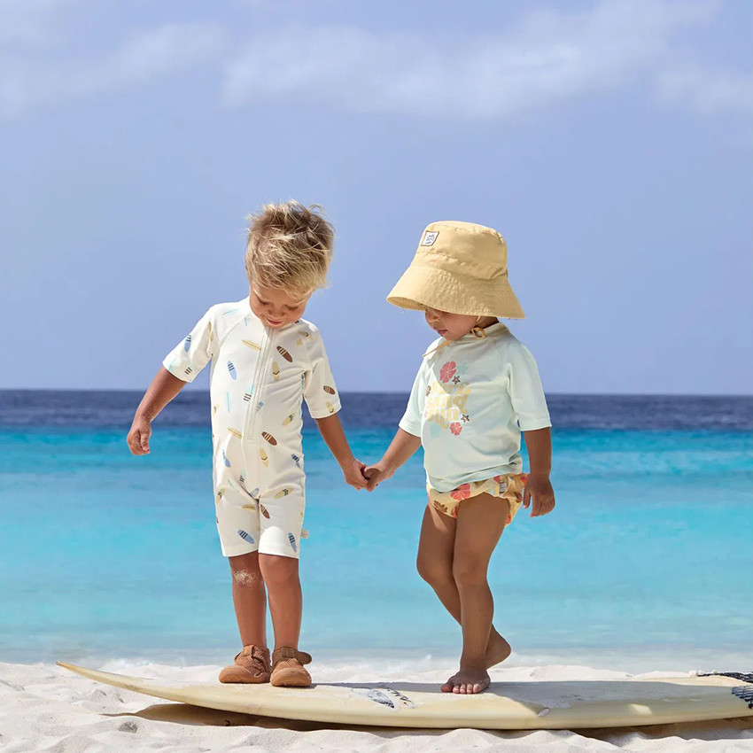 T-shir Rashguard UV50+ 13-18M Flowers Sea Foam 