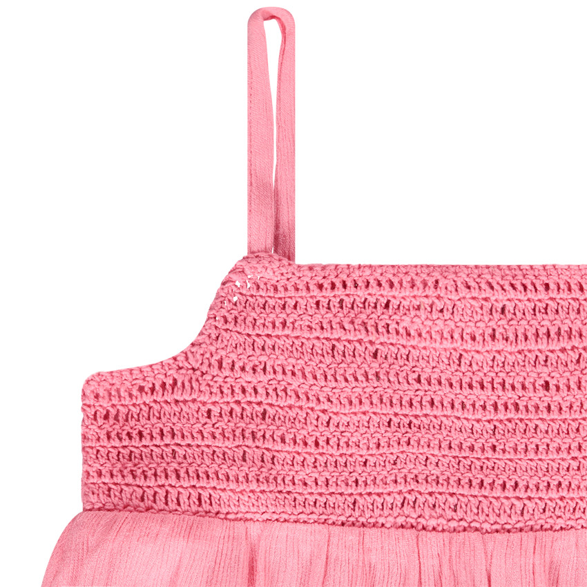 Top uni à bretelles avec buste en crochet pour fille 