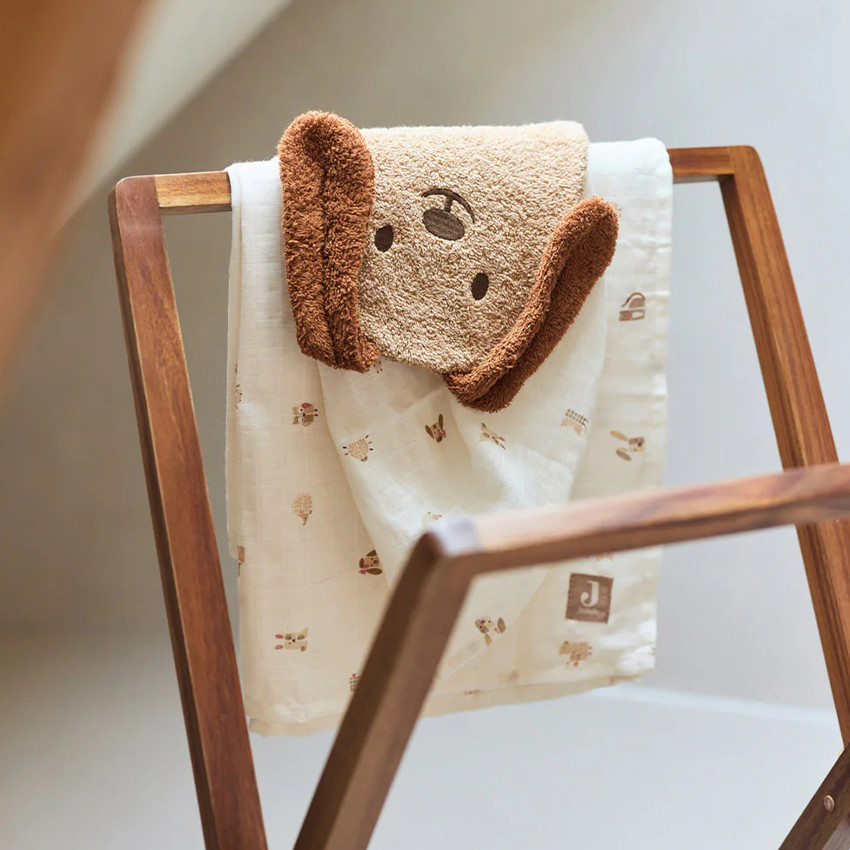 Gant de toilette éponge - Diego le chien - Biscuit  