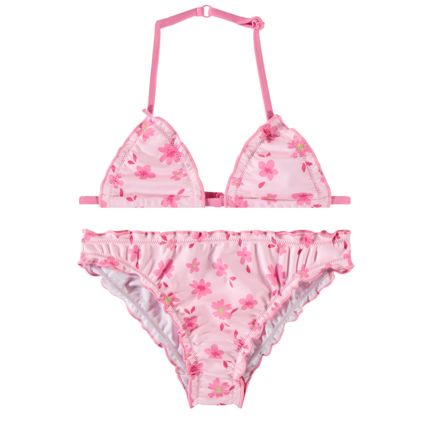 Maillot de bain 2 pièces imprimées fleuris pour fille 