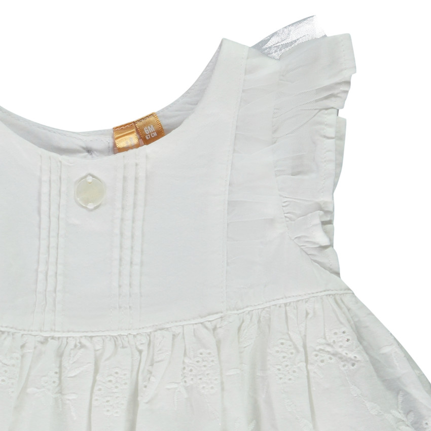 Jurk body 2-in-1 effect met Engels borduursel voor baby meisjes 