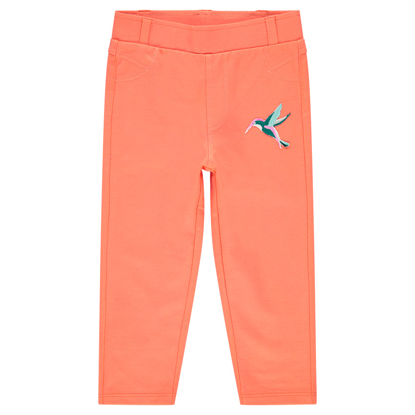 Slim fit jogging met geborduurde vogel en zakken 