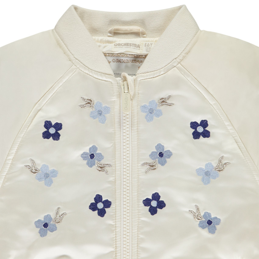 Bomber en toile satinée avec détails brodés pour fille  