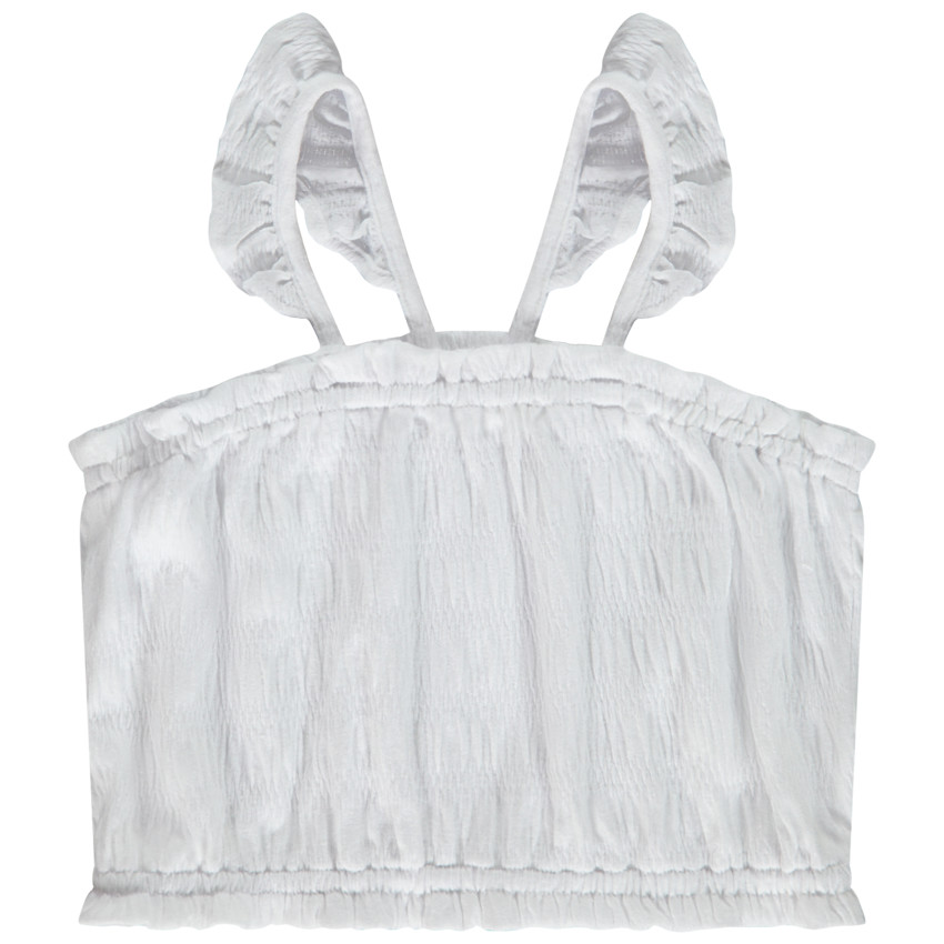 Crop top smocké à bretelles volantées pour fille 