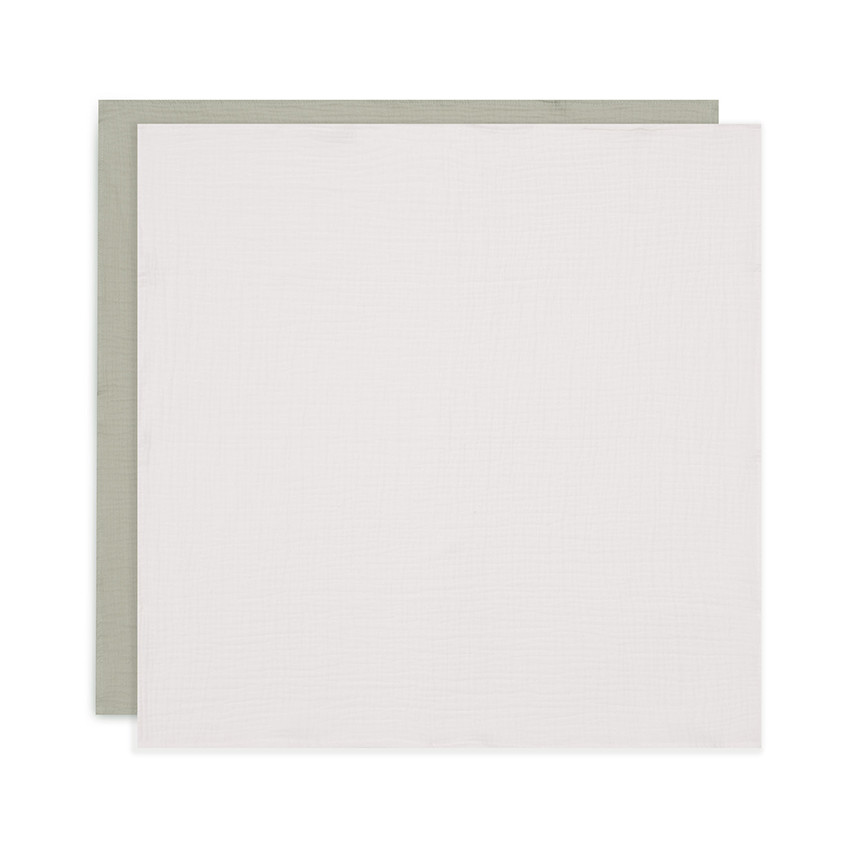 Lange tétra gaze de coton Olive Green/Ivory 70 x 70cm 4 pcs 