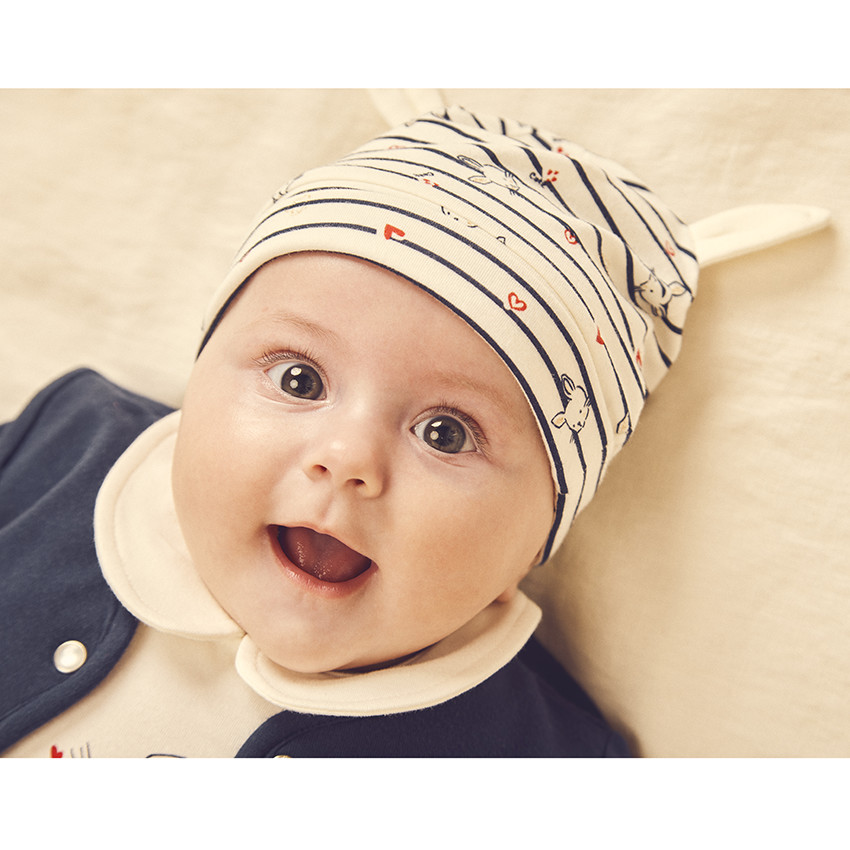 Ensemble 4 pièces à rayures et lapins pour bébé fille 