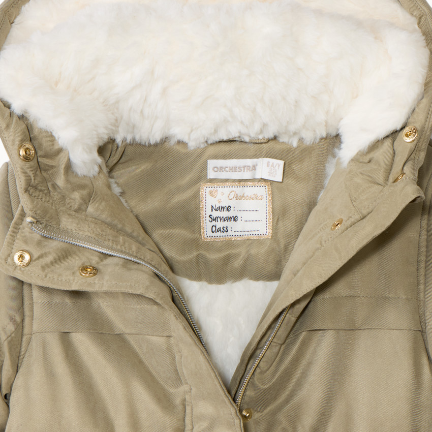 Waterafstotende parka met kap en afneembare nepbont voor meisjes 