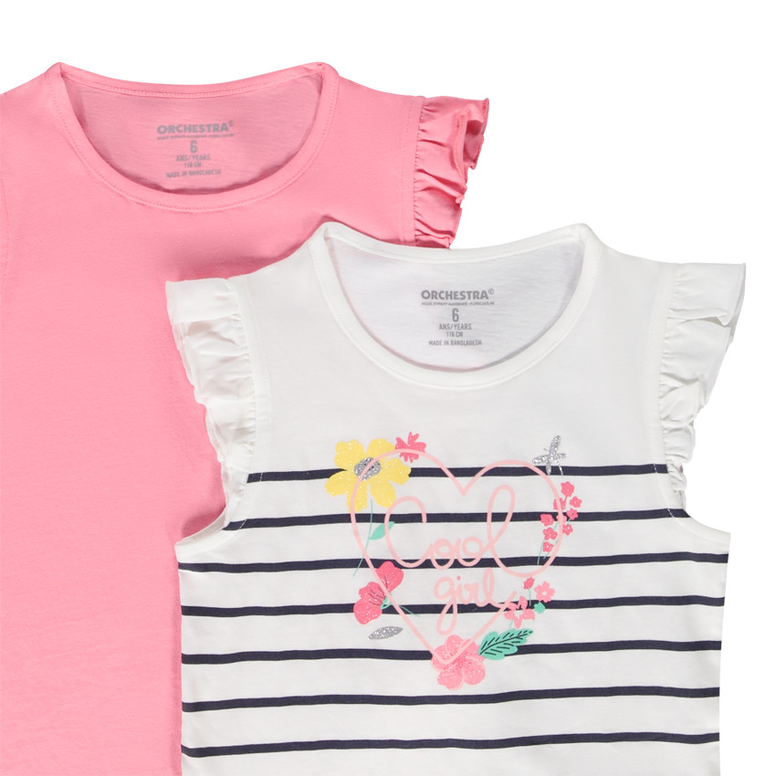 Set van 4 t-shirts in fantasie jersey voor meisjes 