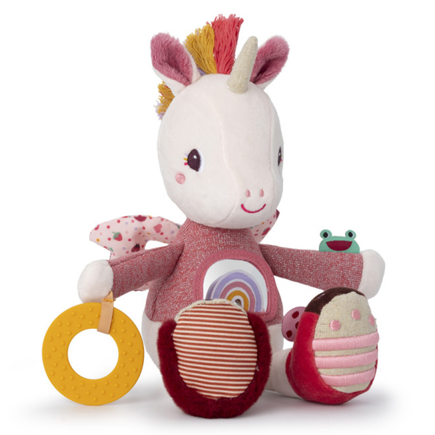 Peluche multi-activités avec anneau dentition Lena la Licorne 