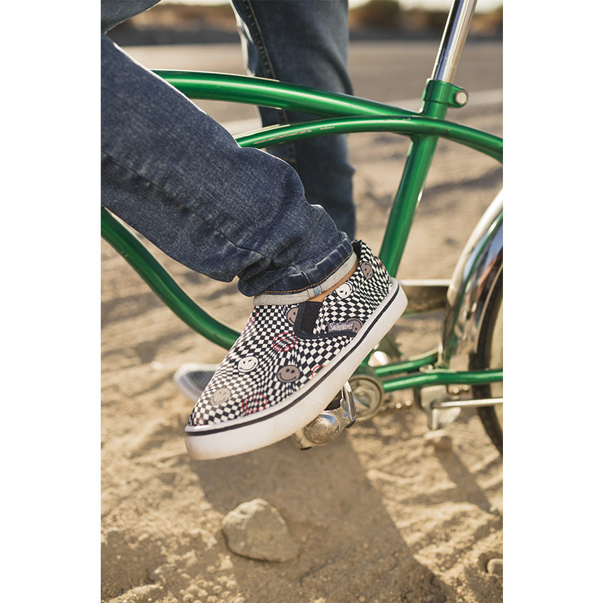 Lage Smiley sneakers uit linnen in slipperstijl  