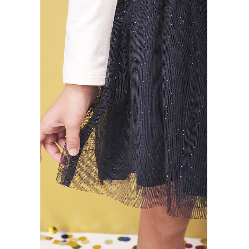 Robe de Fêtes bi-matière effet 2 en 1 pour fille 