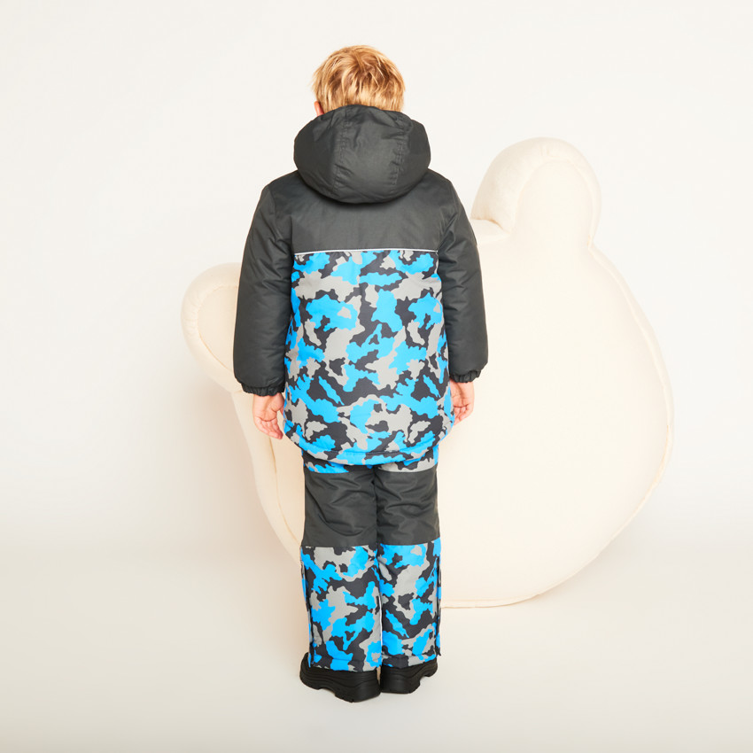 Skibroek met camouflageprint en afneembare bretellen voor jongens 