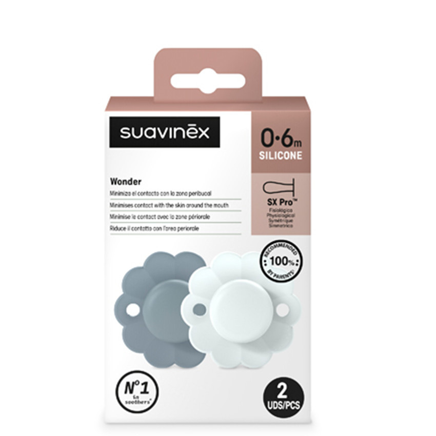 Fopspeen Wonder siliconen Lake/Blue 0/6M 2stks 