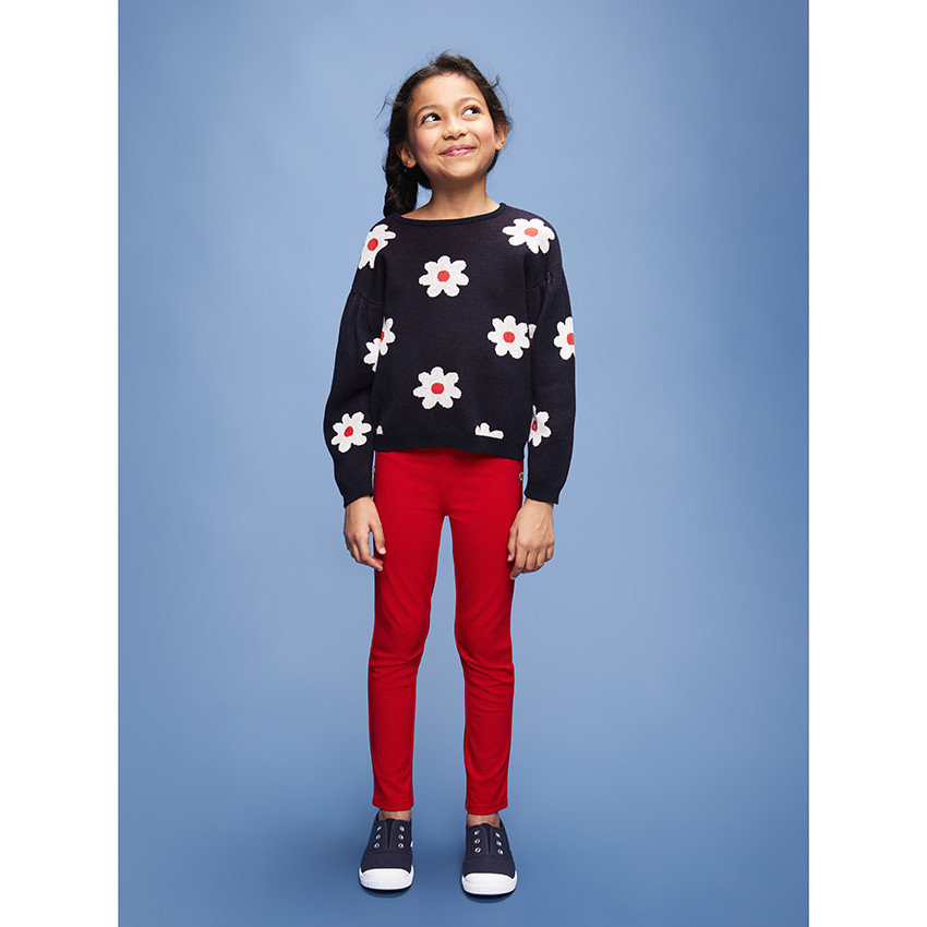 Trui van tricot met bloemen in jacquard voor meisjes 