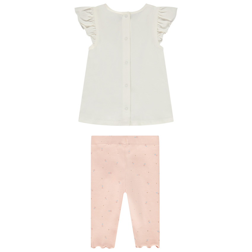 Twee-delige set met bedrukte tuniek + bedrukte corsaire voor meisjes 