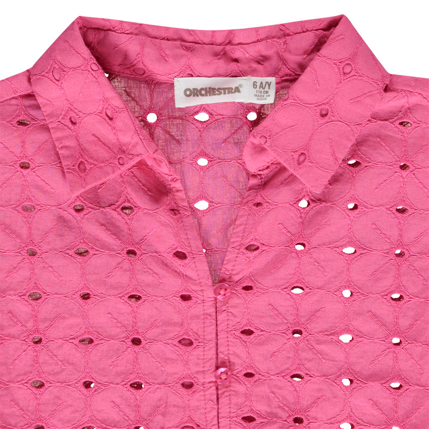 Chemise manches courtes en broderie anglaise pour fille 