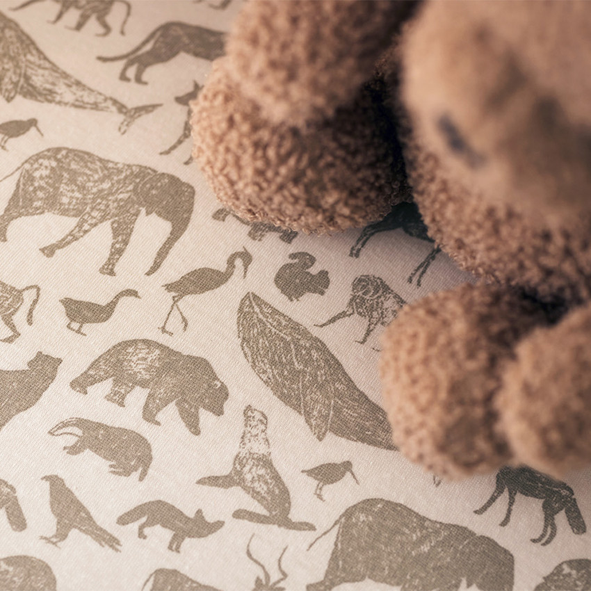 Drap housse en jersey pour berceau Animals olive green 