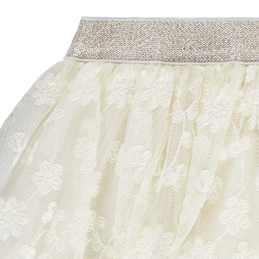 Jupe courte en tulle avec fleurs brodées pour bébé fille  