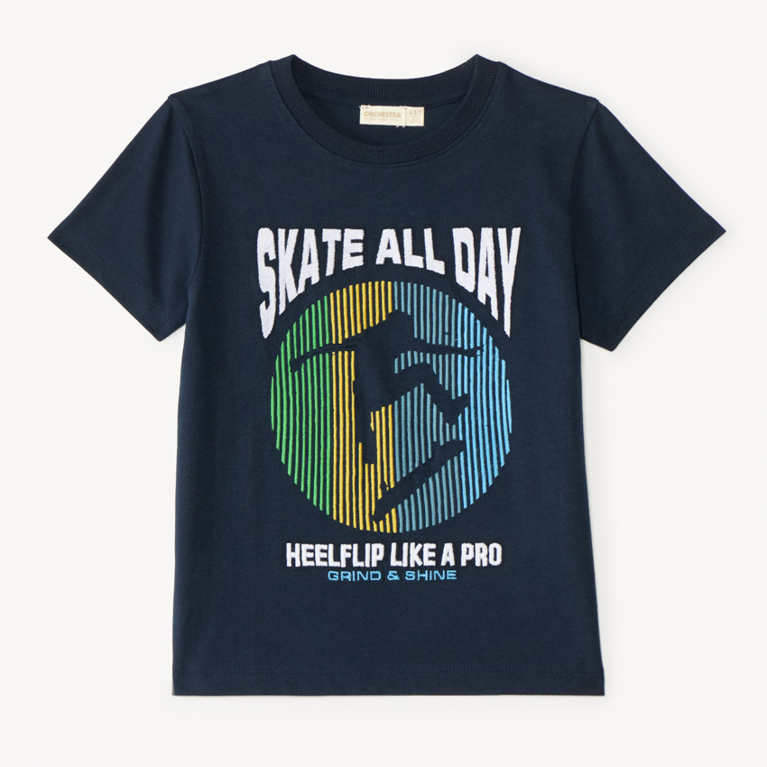 T-shirt manches courtes broderie skateur garçon 