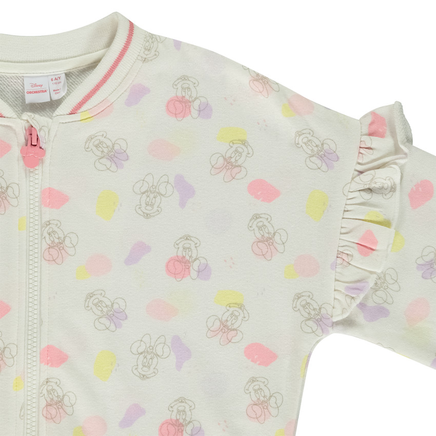 Gilet molleton à volants imprimé Minnie Disney pour fille 